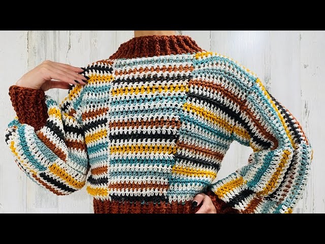 Sweater o jersey multicolor a crochet || Tutorial ||