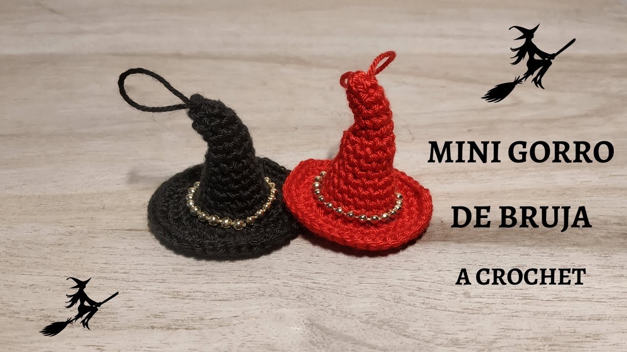 MINI GORRO DE BRUJA A CROCHET