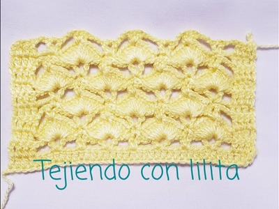 MUESTRA DEL PUNTO ABANICO INTERCALADO TEJIDO A CROCHET O GANCHILLO FÁCIL DE TEJER