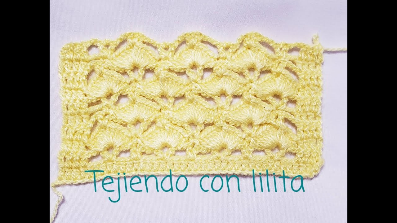 MUESTRA DEL PUNTO ABANICO INTERCALADO TEJIDO A CROCHET O GANCHILLO FÁCIL DE TEJER