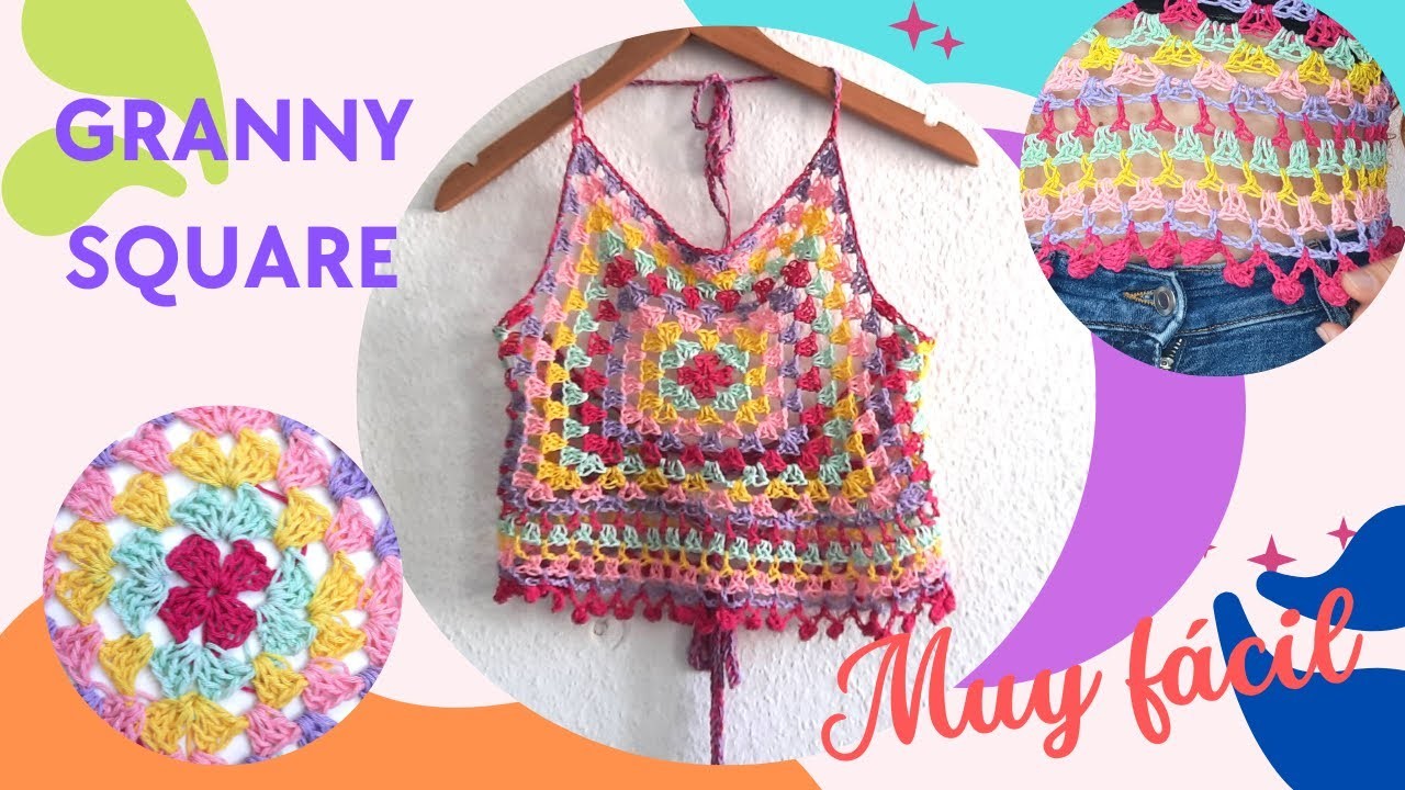 Teje a Crochet una hermosa Blusa con Granny Square |  Muy Fácil | #crochet paso a paso | Ganchillo