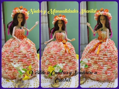 Vestido y Sombrero Para Muñeca a Crochet.