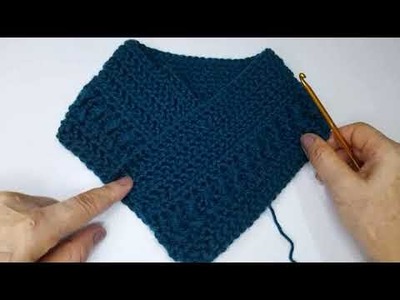 Cuello Bufanda en Punto Espiga, Crochet súper fácil. Neck Scarf #05