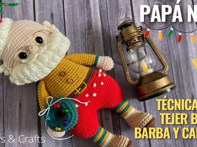 SANTA CLAUS Papá Noel Amigurumi - Cómo tejer Bigote, Barba y Cabello a crochet