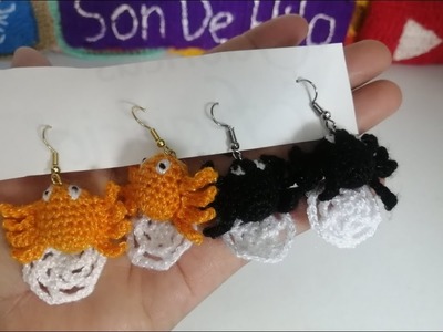 ????️????️Aretes (o Pendientes)de arañitas????️ tejido a Crochet ????️Muy Fácil