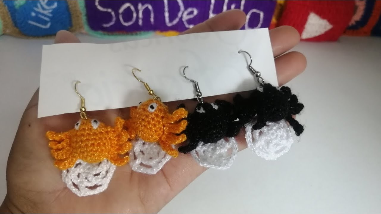 ????️????️Aretes (o Pendientes)de arañitas????️ tejido a Crochet ????️Muy Fácil