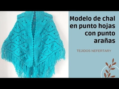 Chal tejido en punto hojas innovación