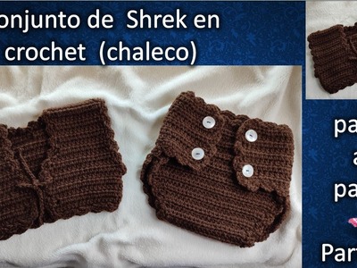 CHALECO CONJUNTO SHREK en crochet PASO A PASO