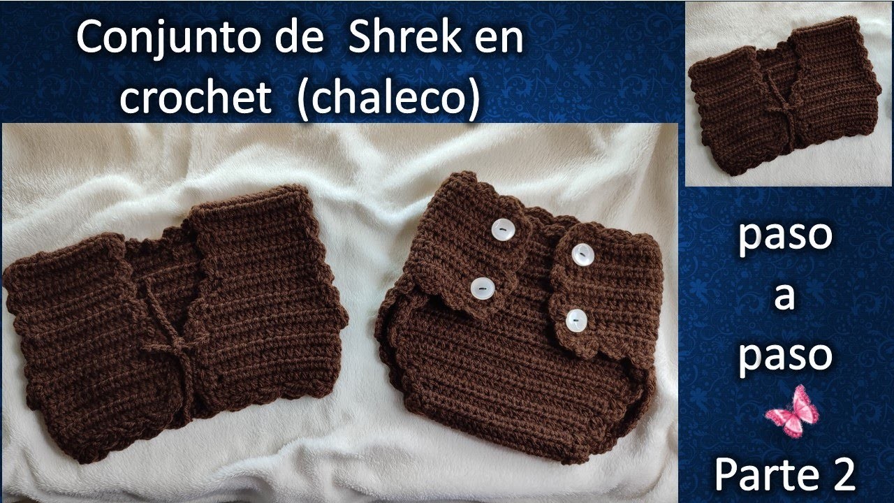 CHALECO CONJUNTO SHREK en crochet PASO A PASO