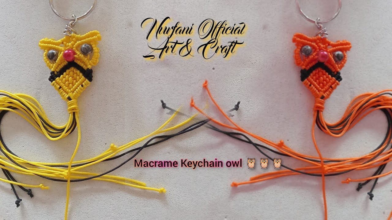 34) tutorial macrame keychain owl ????????????
