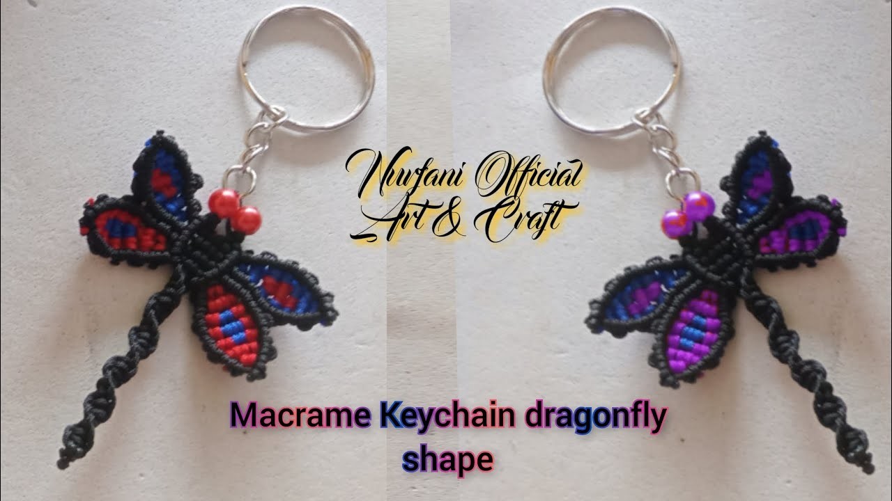 35) tutorial macrame keychain dragonfly shape || tutorial gantungan kunci bentuk capung