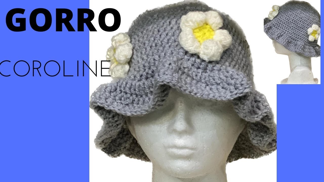 . COMO TEJER GORRO Con FLORES PUF A CROCHEYF.FACIL PARA ESTE INVIERNO.PASO A PASO.