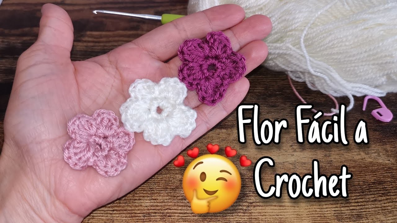 ????Como Tejer una Flor a crochet paso a paso.Aplique a Crochet de flor