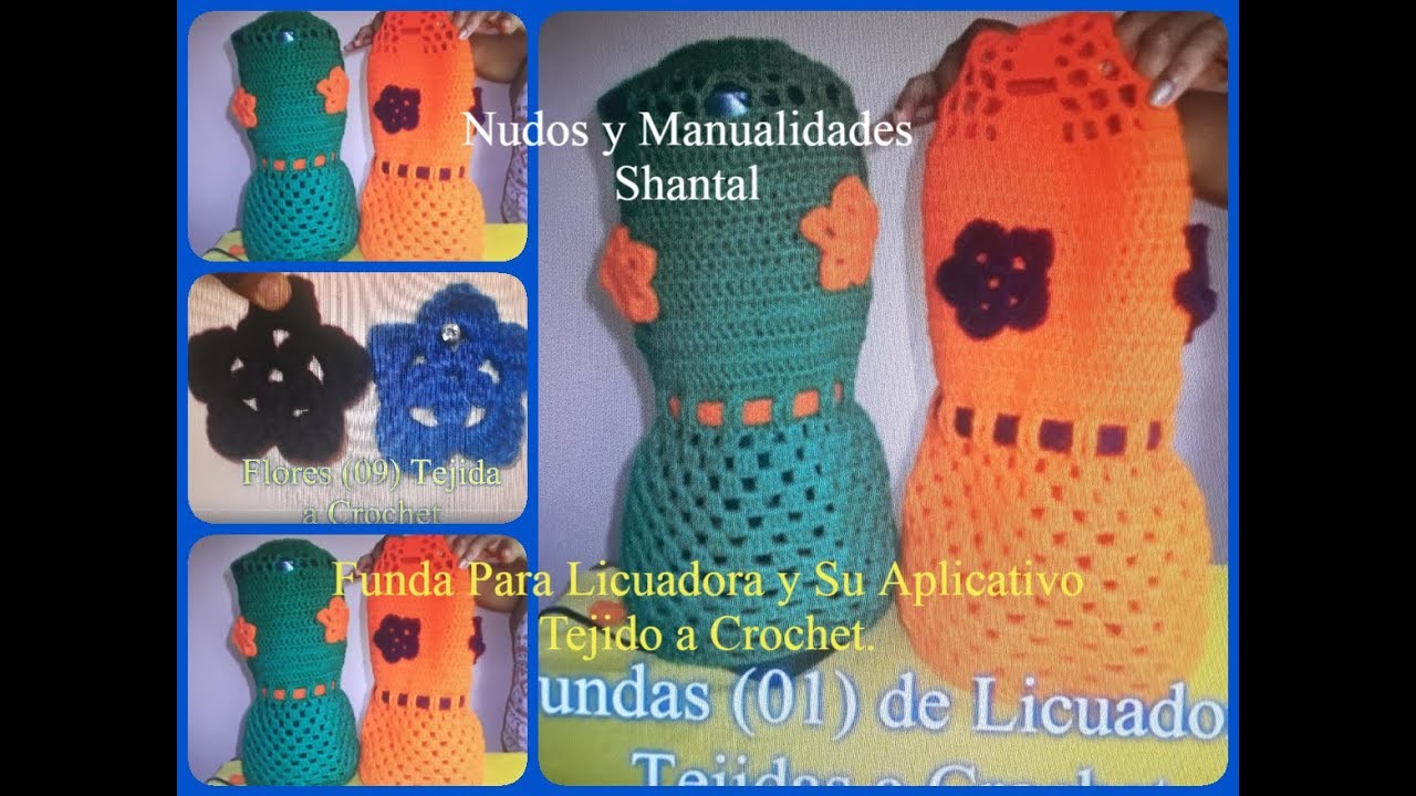Funda Para Licuadora Con Flores Tejido a Crochet.