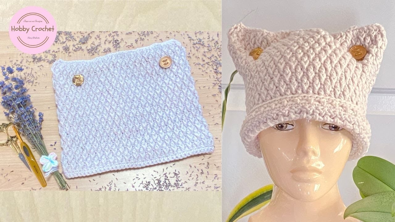 Gorro Adelina a crochet (Versión Diestra)