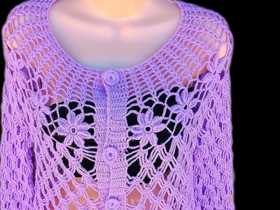 #parte 3 blusa tejido a crochet con flores
