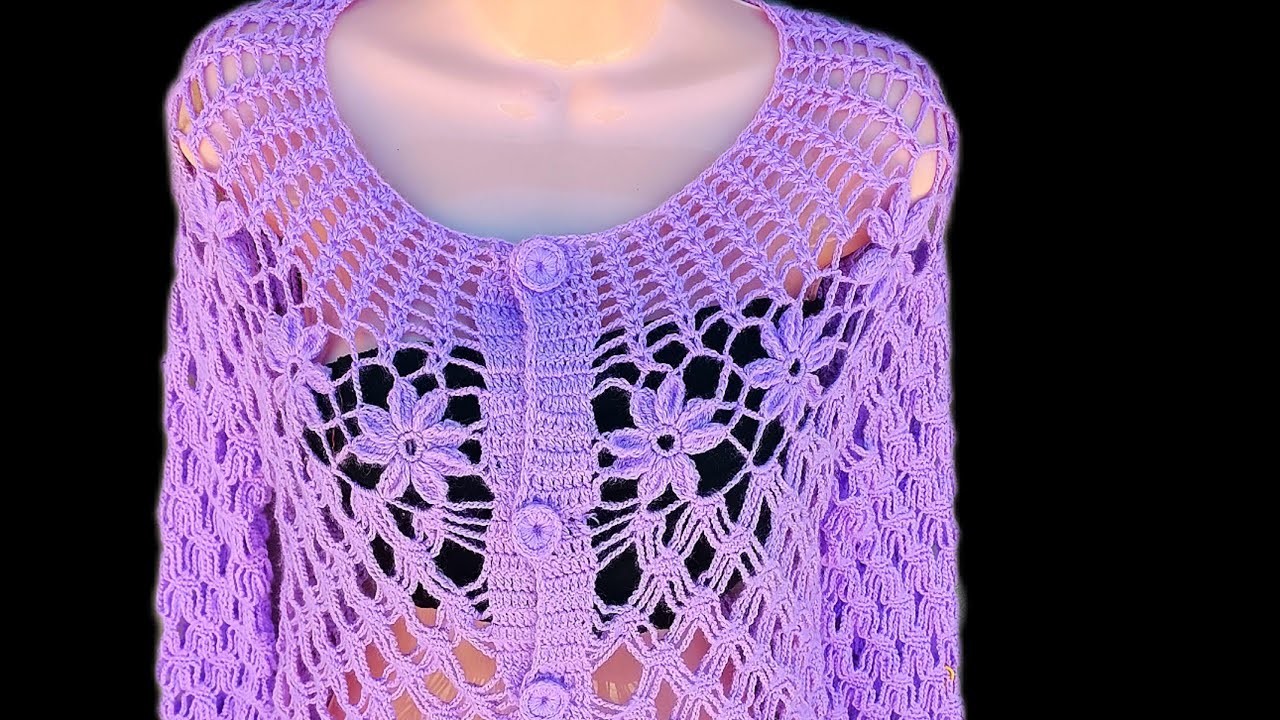 #parte 3 blusa tejido a crochet con flores