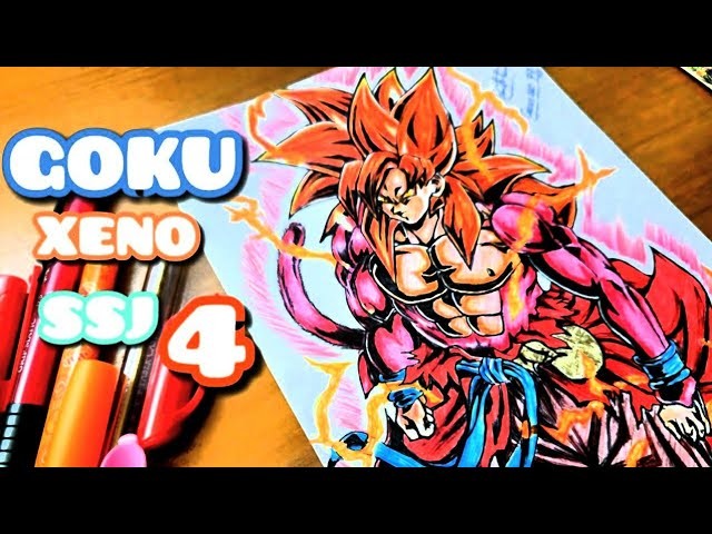 COMO DIBUJAR A GOKU XENO SSJ4. Con Boligrafos. Paso A Paso. Tutorial ...