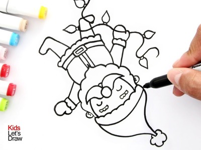 Cómo dibujar a PAPÁ NOEL de cabeza COLGANDO | Arte Navideño #01