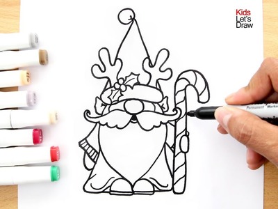 Cómo dibujar un GNOMO Navideño fácil | How to draw a Christmas Gnome easy