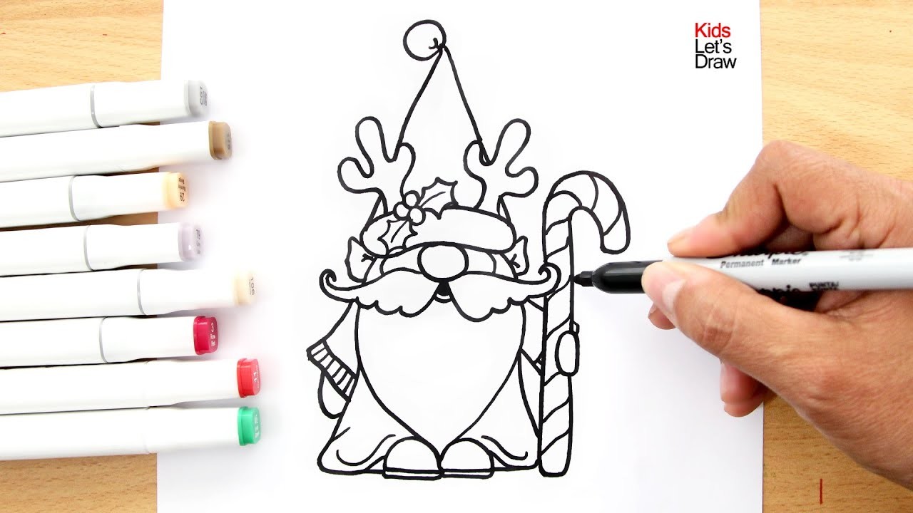 Cómo dibujar un GNOMO Navideño fácil | How to draw a Christmas Gnome easy