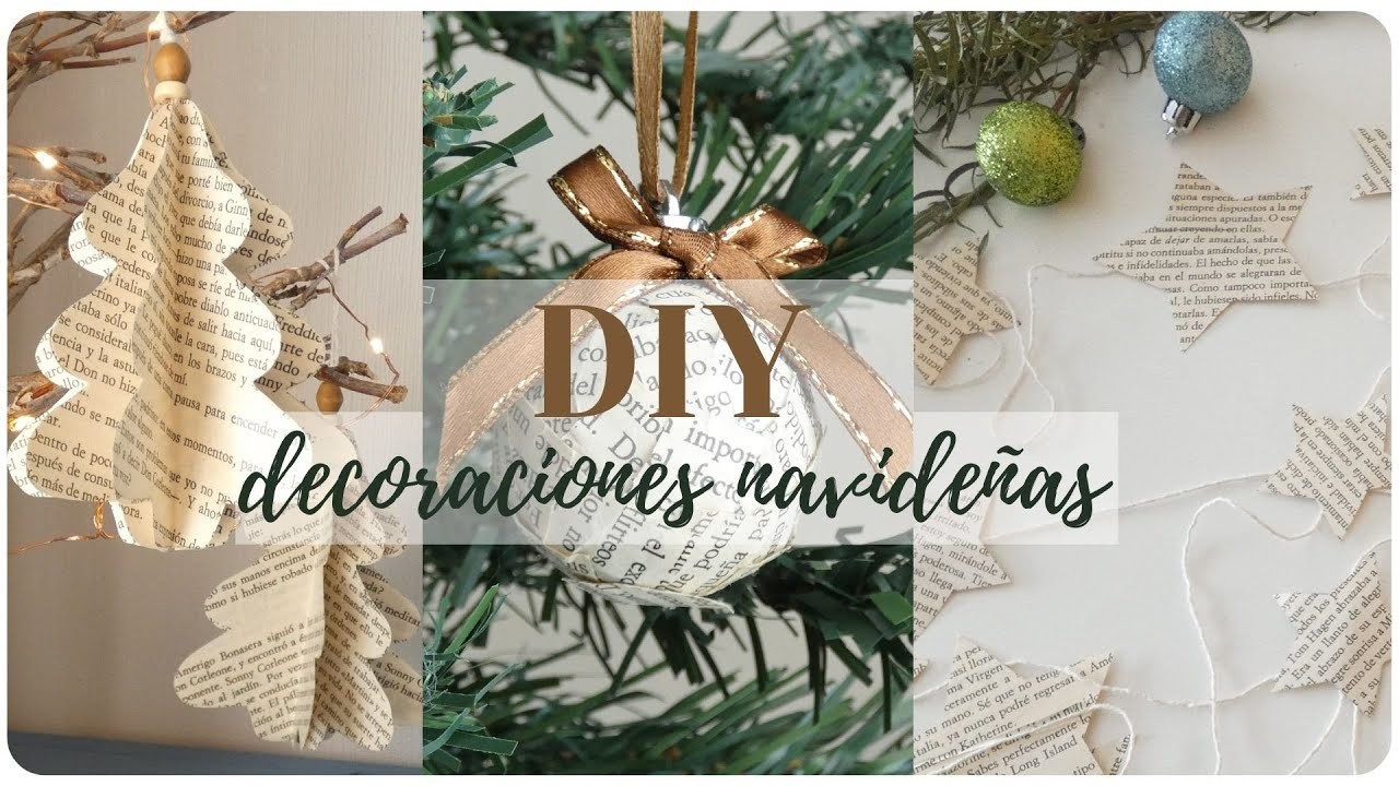 DIY Decoraciones Navideñas con Páginas de Libros o Periódicos | DIY Simple