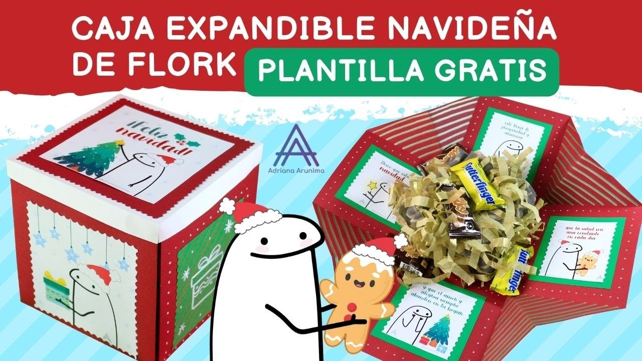 ???? Caja de regalo expandible navideña con frases de flork ????Navidad