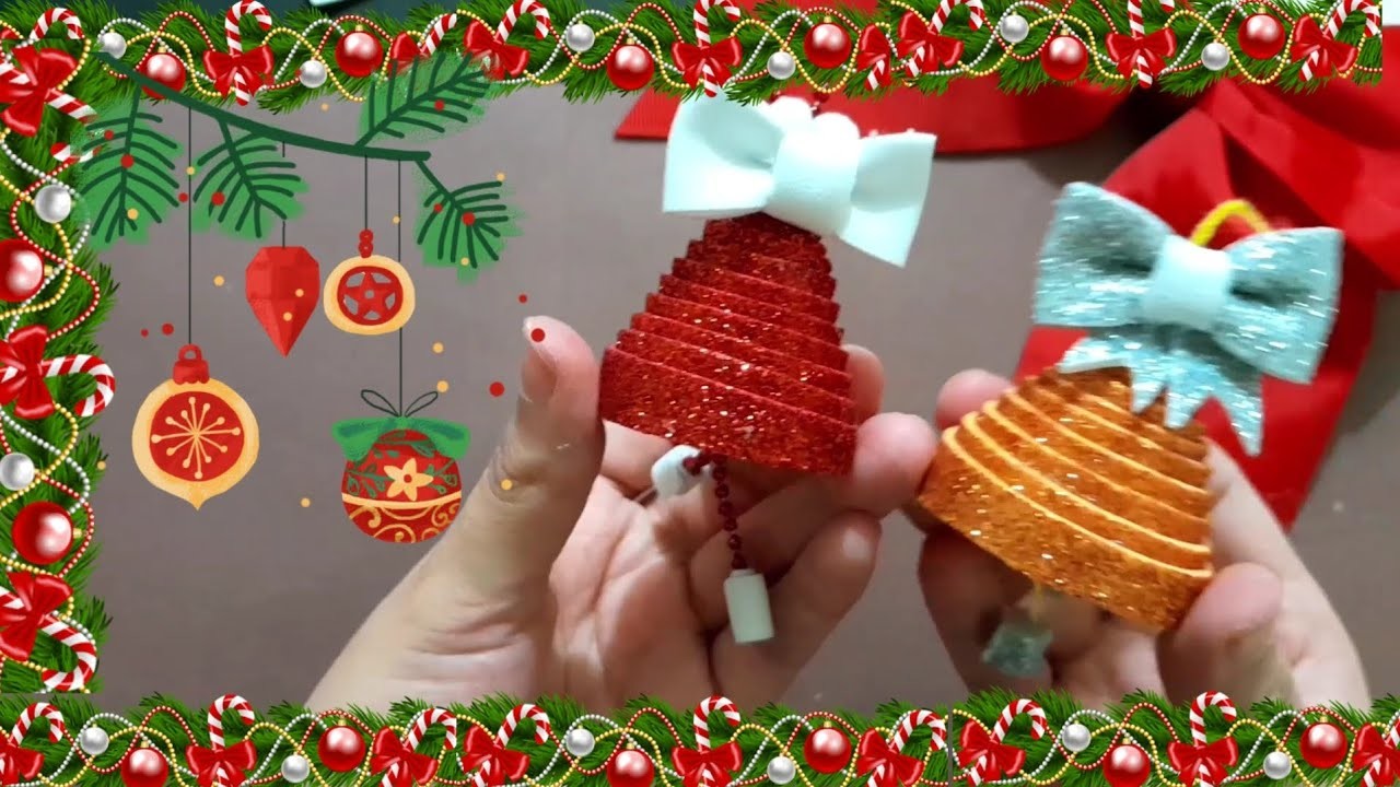 DECORACION MANUALIDAD NAVIDEÑA CON GOMA EVA.????CAMPANA NAVIDEÑA idea economica