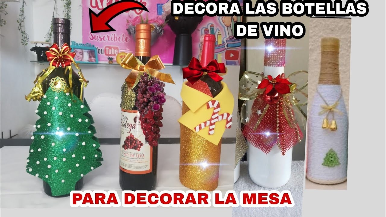 DECORANDO EL VINO ???? PARA FIN DE  AÑO.ideas fáciles para decorar botellas de vino en navidad