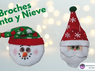 ????Cómo Hacer BROCHES - PRENDEDORES NAVIDEÑOS Santa Claus y Muñeco de Nieve, con Artemaniacos
