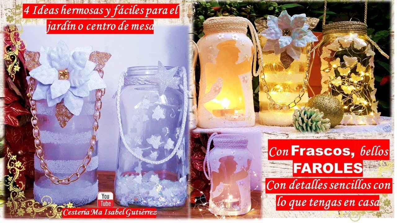Con frascos, faroles hermosos para tu jardín,  fáciles con lo que tengas en casa  Lanterns with jars
