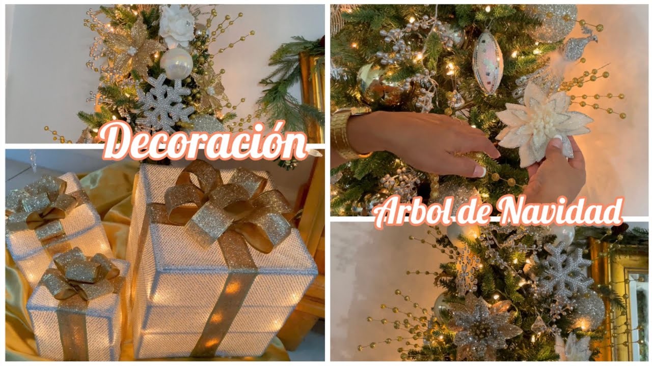 Decoración de mi Árbol de Navidad 2022. Colores Metálicos y Blanco. Enny C