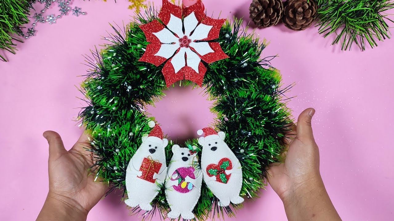 ????????Linda idea Navideña para decorar hermoso - cómo hacer una corona navideña con bajo presupuesto