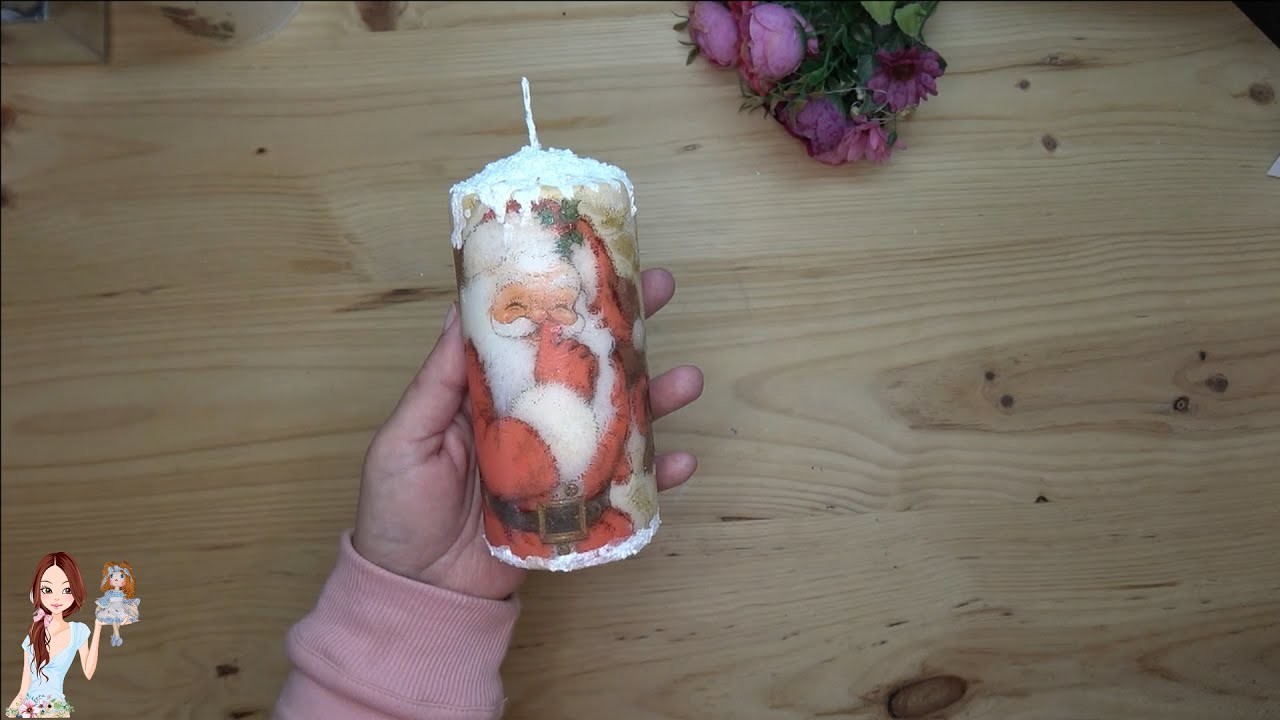 DIY Vela con Decoupage Navideño Tutorial ???? Colaboración con Artist Mix Noviembre 2022 ????