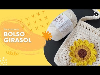 Bolso Girasol, Bandolera para móvil tejida a crochet. ????
