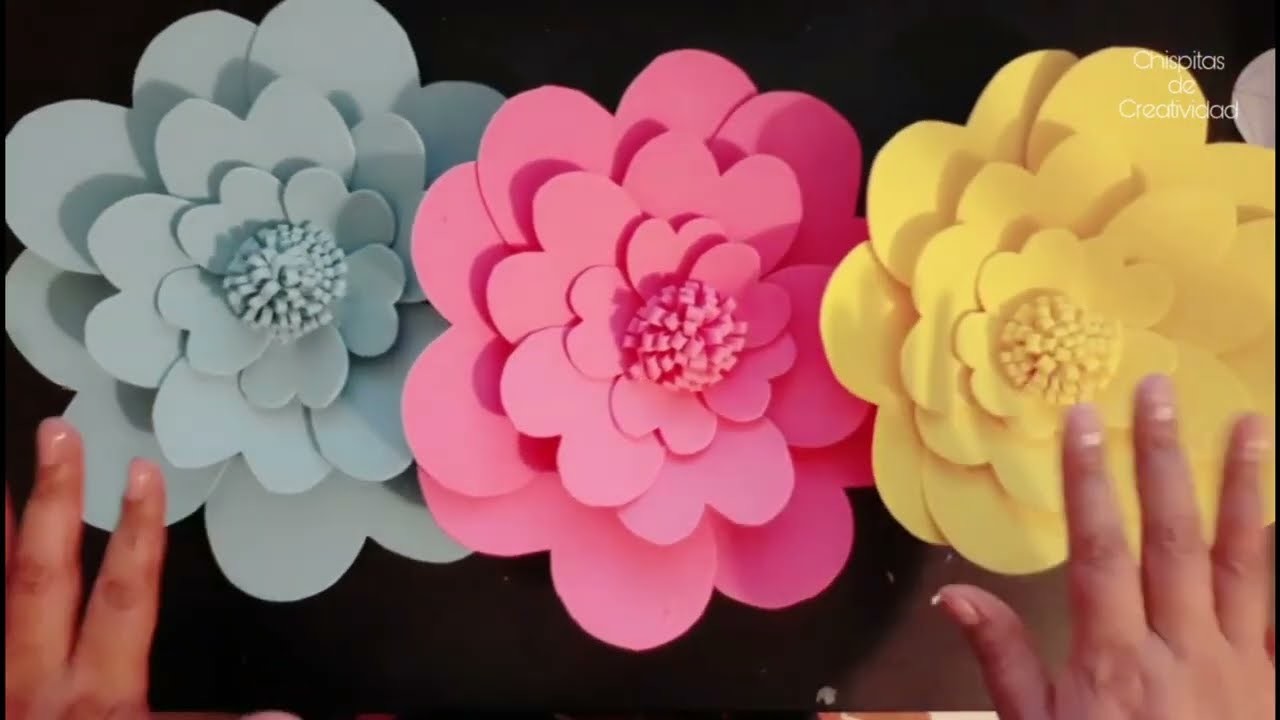 DIY - ???? FLORES con pétalos de Corazón MUY FÁCIL pegalas asi para que queden con relieve