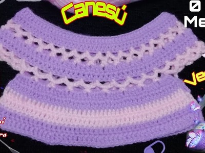 ????vestido a crochet para bebé de 0 a 3 meses.parte 1 [canesú] tutorial ????????????