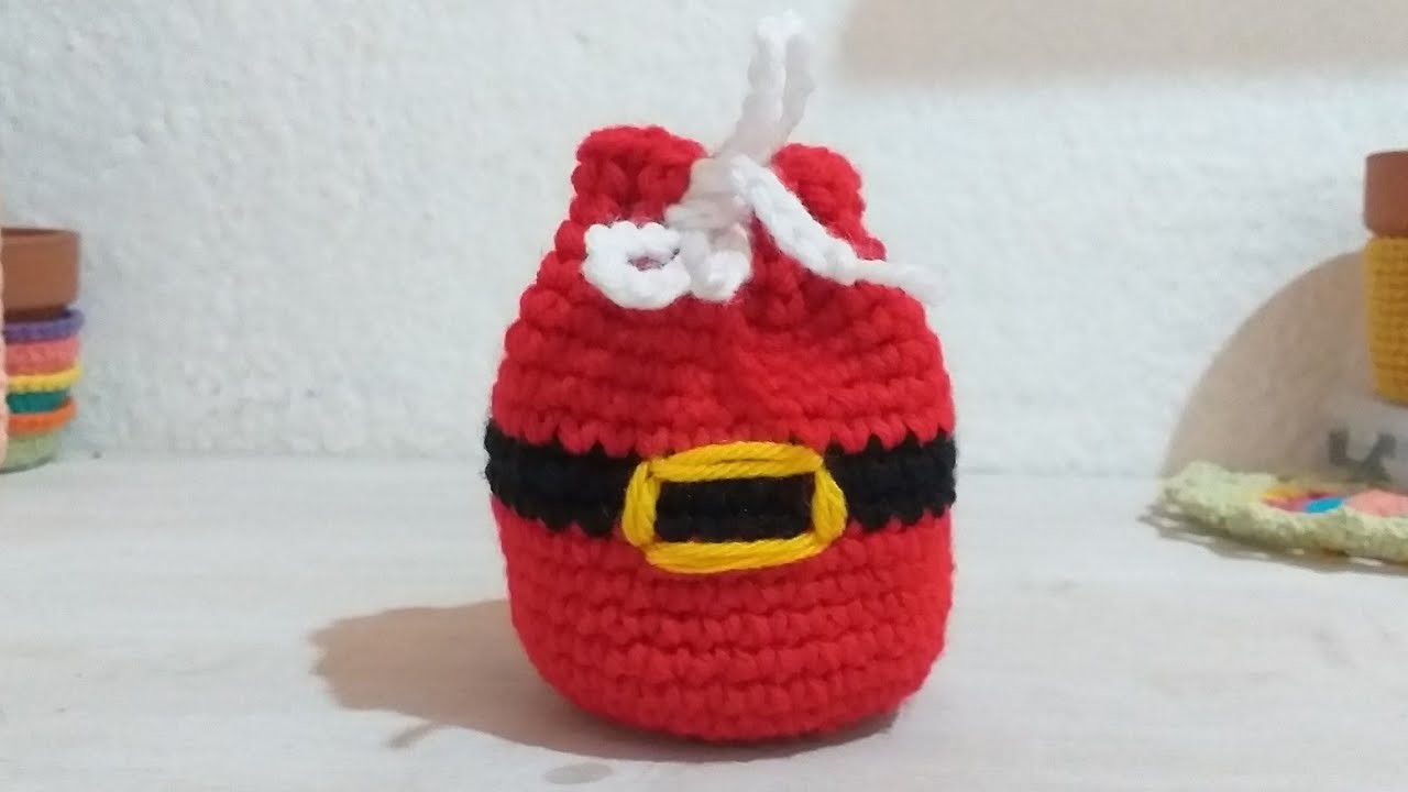 BOLSITA DE PAPA NOEL - TEJIDA A CROCHET PASO A PASO