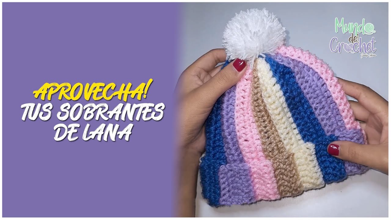 ???? Gorrito para bebé con LANA RECICLADA || Mundo del Crochet ????