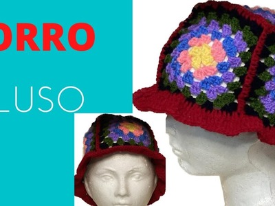 ????.GORRO PILUSO PARA MUJER A CROCHET. SUPER FACIL PASO A PASO   CON SOLO 5 GRANNYS EN MINUTOS