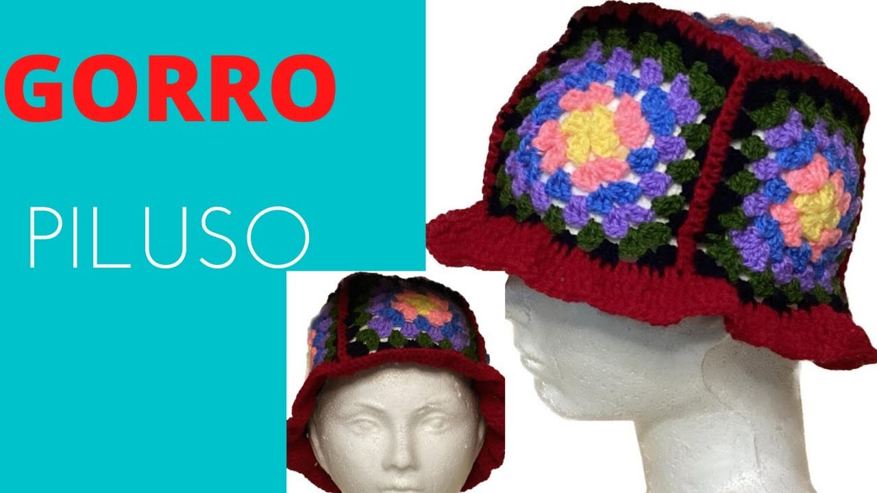 ????.GORRO PILUSO PARA MUJER A CROCHET. SUPER FACIL PASO A PASO   CON SOLO 5 GRANNYS EN MINUTOS