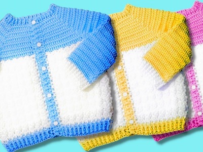 HERMOSO PATRON DE CROCHET! Chaquetita, chambrita o suéter con lindo punto turco a paso a paso FACIL