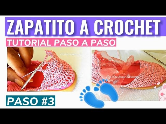 TE ENSEÑO ZAPATlTO A CROCHET, para niñas. paso#3