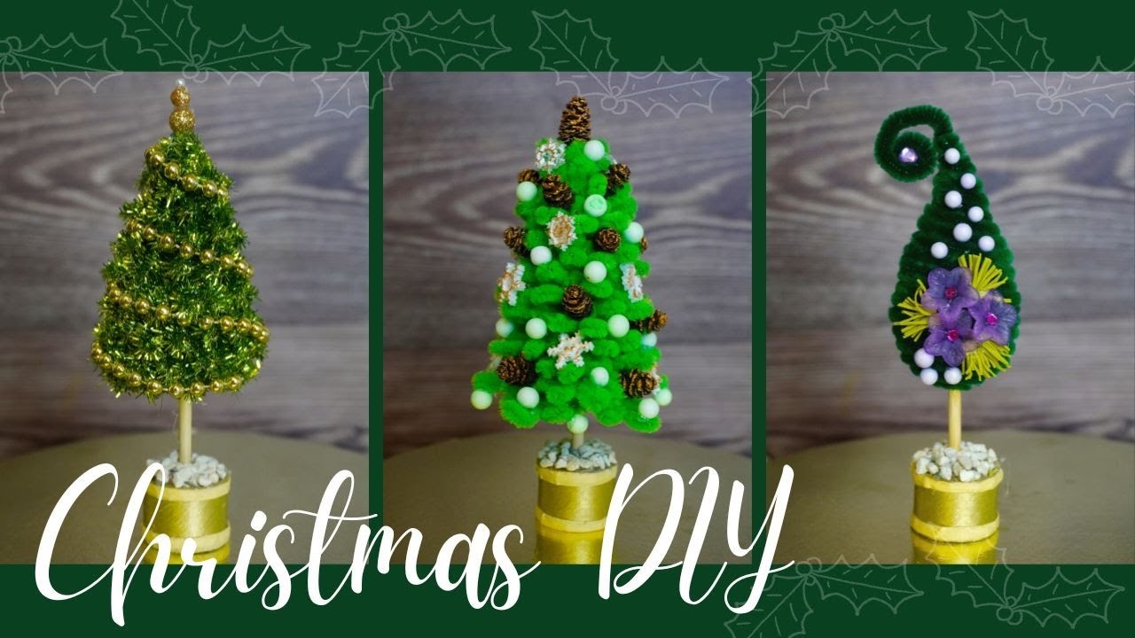 3 Christmas tree ideas. Árboles de Navidad de alambre de chenilla. Как сделать елку из синели DIY