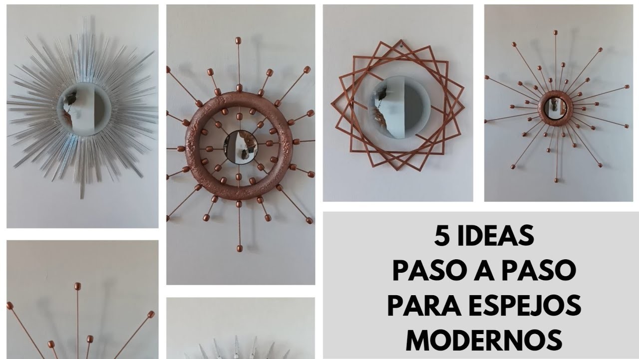 5 IDEAS PASO A PASO PARA ESPEJOS MODERNOS.DIY CRAFTS DECORATION.Manualidad de RECICLAJE y decoración