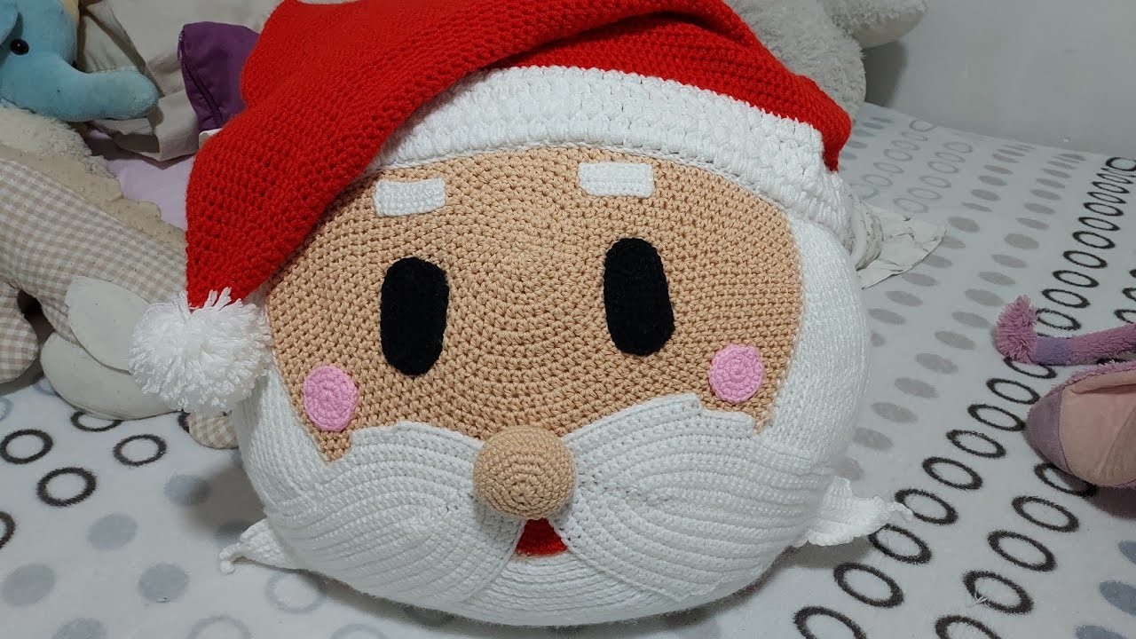 Cojin de Papa Noel tejido a Crochet parte 1.