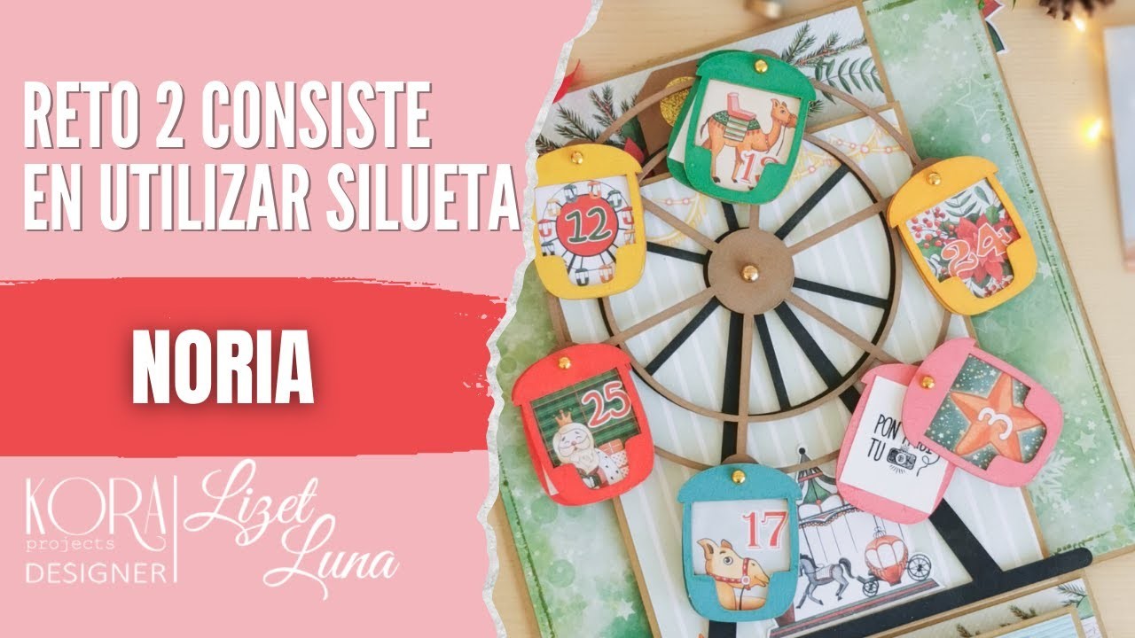 Tutorial scrapbook: Reto 2 Kora Proyects - Rueda de la fortuna -Dos páginas para álbum 10" x 10"