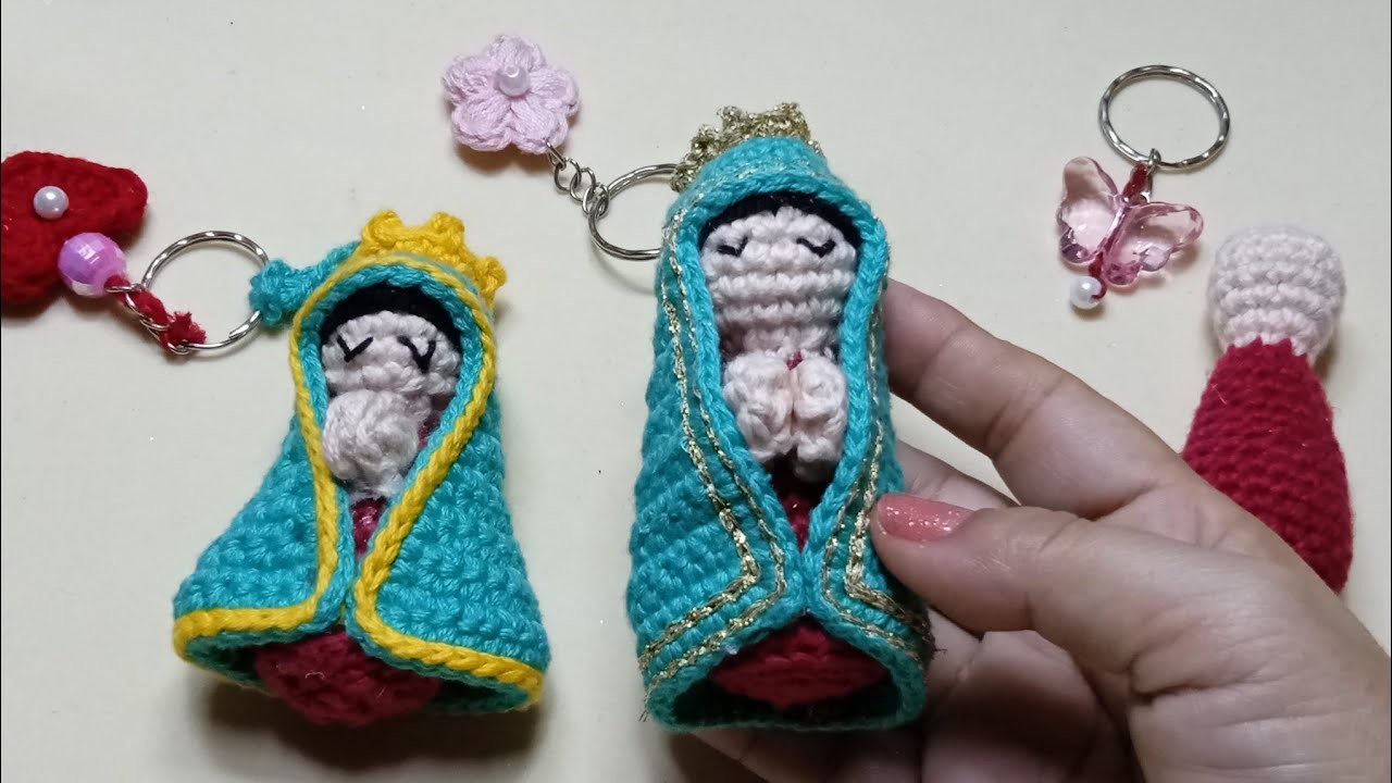 ????#comotejer VIRGENCITA DE GUADALUPE #llaveros  #souvenir #crochet ‼️ TEJIENDO CON HILDA ROSA ????