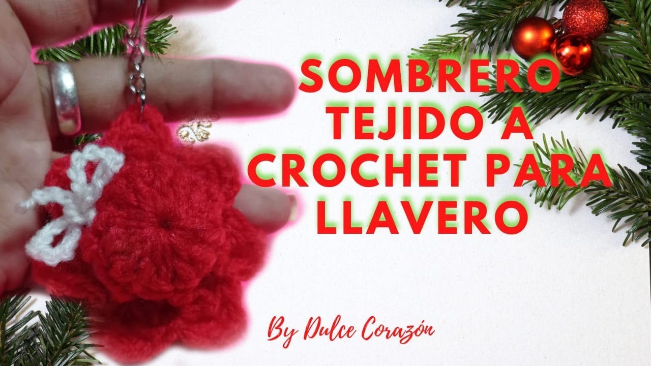 Sombrero tejido a crochet para llavero