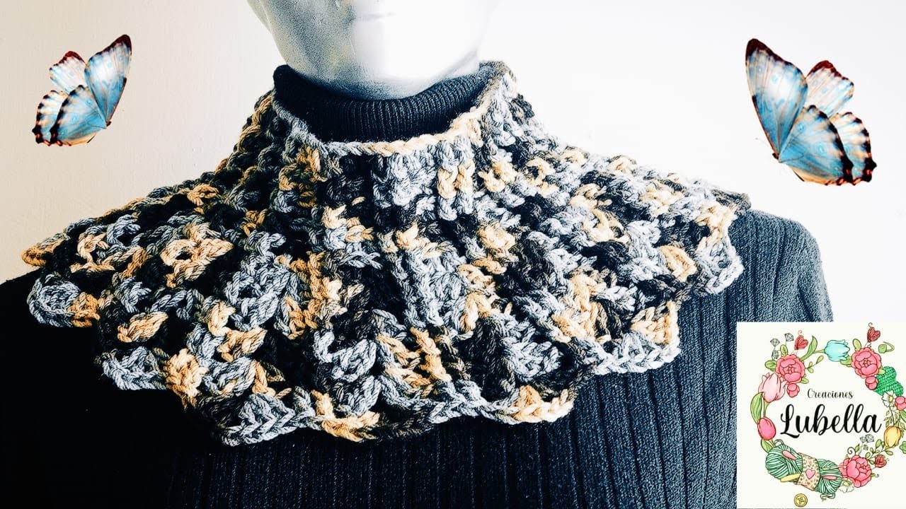 Cómo hacer Cuello circular a crochet muy facil con solo 100 Gms. lana #tejidos #cuello #crochet